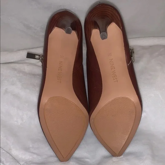 Nine West Cognac Brown Heeled Boots with Stiletto Heel - Picture 7 of 9